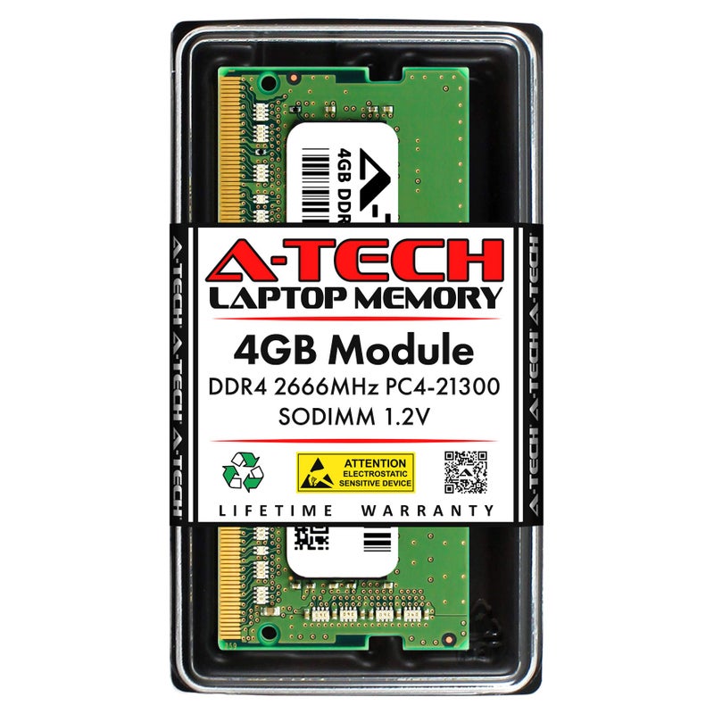 A-Tech 4GB DDR4 2666MHz PC4-21300 (PC4-2666V) CL19 SODIMM 1.2V 260-Pin Non-ECC SO-DIMM Laptop Notebook RAM Memory Module - Image 1